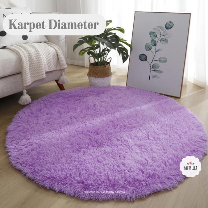 Gambar Karpet Bulu Rasfur Bundar Karpet Lantai Bulat Diameter 100cm +Antislip - Ungu Muda, Tebal 2cm dari TOKO AZUERA undefined Tokopedia