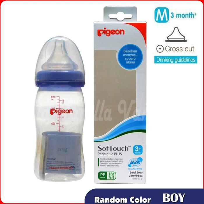 Gambar PIGEON Soft Touch Peristaltic PLUS Wide Neck Bottle 240ml Nipple M 3-5 Bulan Botol Susu Bayi - BOY dari babysandmoms undefined Tokopedia