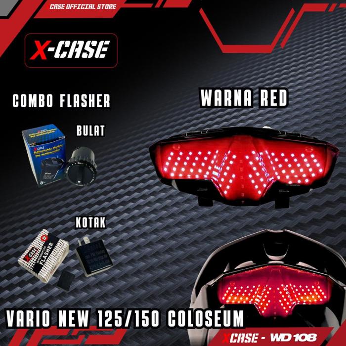 Gambar X-Case Lampu Stoplamp Led Vario 125 150 New 2018-2020 Led Stop Belakang Vario New Running WD 108 - Merah, FLASHER BULAT dari CV SetjiondoStore undefined Tokopedia
