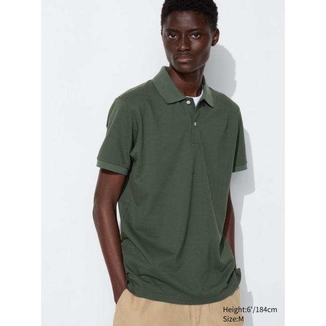 Gambar UNIQLO Dry Pique / Tipping Short Sleeve Polo Shirt - Olive, S dari DUPLOVE undefined Tokopedia