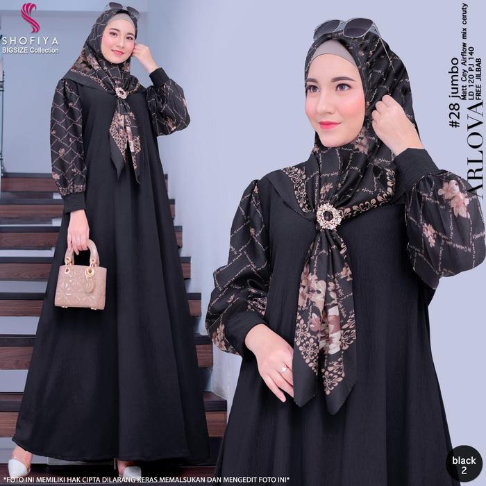 Gambar Gamis Jumbo Maxi Dress Wanita Muslim LD 120 Premium Terbaru - 28-Black 2 dari Shabhicollection undefined Tokopedia
