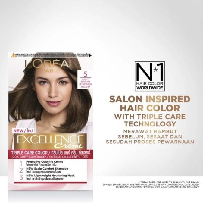 Gambar L'Oreal Paris Excellence Creme Hair Color Cat Pewarna Rambut Permanen L'Oreal Loreal Paris Box - 5 Light Brown dari Hair Color store undefined Tokopedia