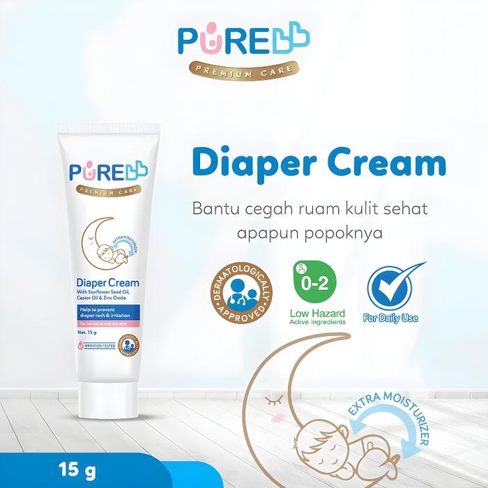 Gambar PURE BB Diaper Cream Ruam Popok Bayi 100g dan 200g - 15g dari dunia susu bayi undefined Tokopedia