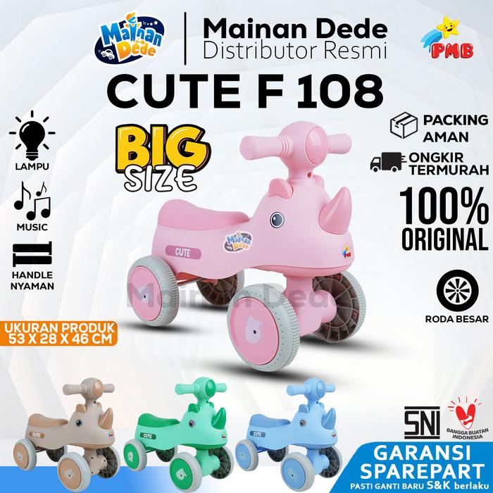 Gambar Sepeda Anak Balance Bike Pushbike PMB Cute f108 / PMB F-108 Cute Big Size, Push Toys, sepedaan Dorong Dorongan, Ride On - Pink, DUS BAWAAN dari Mainan Anak Dede undefined Tokopedia