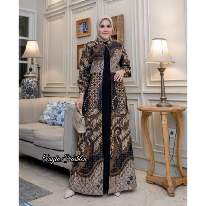 Gambar ANFREA - Gamis Batik Pesta Kombinasi Standar Jumbo Dress Batik Pesta Kombinasi Jetblack Baju Gamis Batik Kondangan - Batik 01, Standar dari ANFREA COLLECTIONS undefined Tokopedia