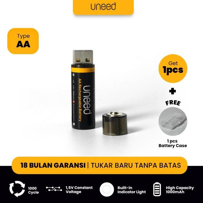 Gambar New UNEED Battery Rechargeable AA / Baterai AAA - AA with Type C / USB A - AA - 1pc dari Muda-Mudhi undefined Tokopedia