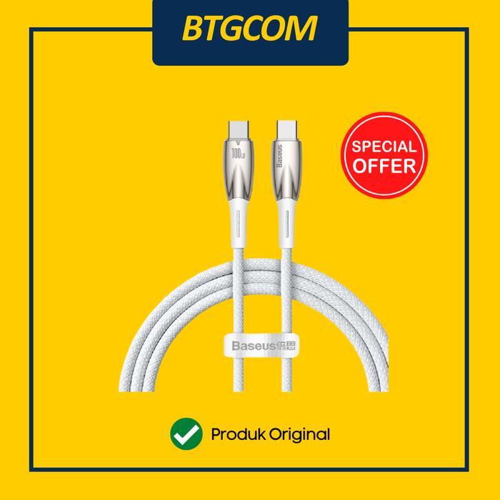 Gambar KABEL USB-A TO USB TYPE-C BASEUS GLIMMER 100W ULTRA FAST CHARGING 6A DATA CABLE QUICK CHARGE - Putih dari btgcom Kota Denpasar Tokopedia