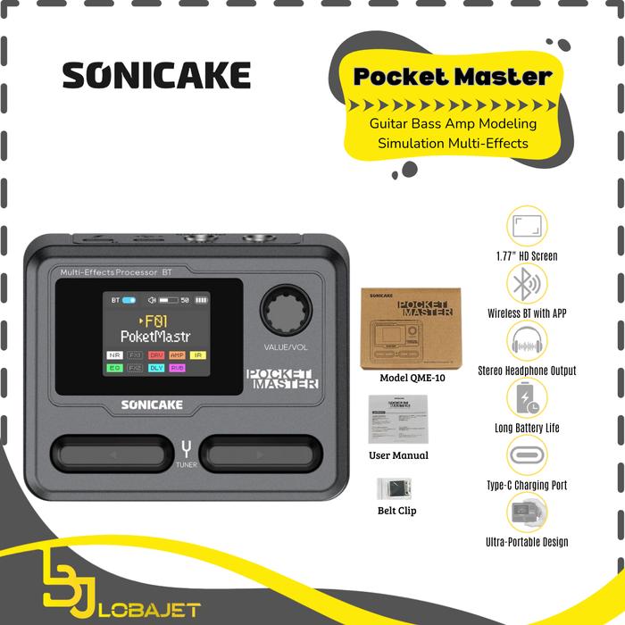 Gambar SONICAKE Pocket Master - Guitar Bass Amp Modeling IR Cabinets Simulation Multi-Effects - Black dari LOBAJET IDN undefined Tokopedia