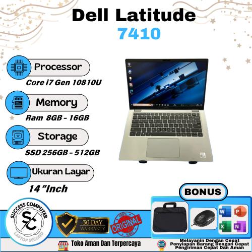 Laptop Dell Latitude 7410 Silver Intel Core i7 Gen 10810U RAM 8GB 16GB  SSD 256GB 512GB Layar 14
