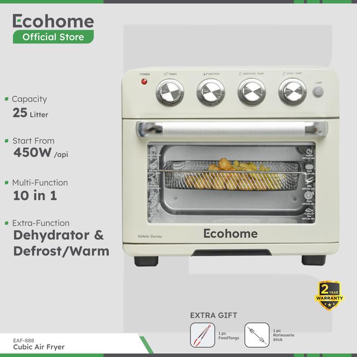 Gambar Ecohome Cubic Air Fryer Noble Series EAF-888 25L Easy Fry Oven & Grill - Pearl White dari Ecohome undefined Tokopedia