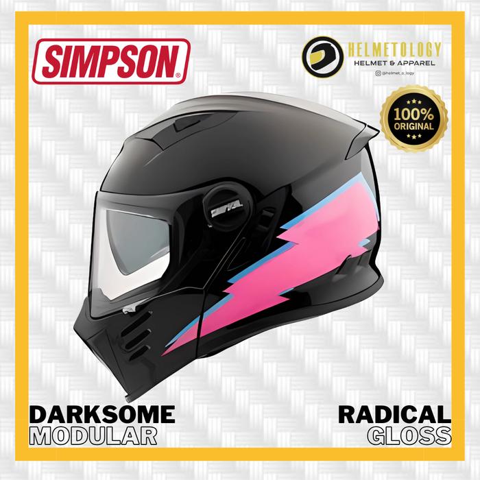 Jual Simpson Darksome Radical Gloss Helm Modular Flip Up Dark Some