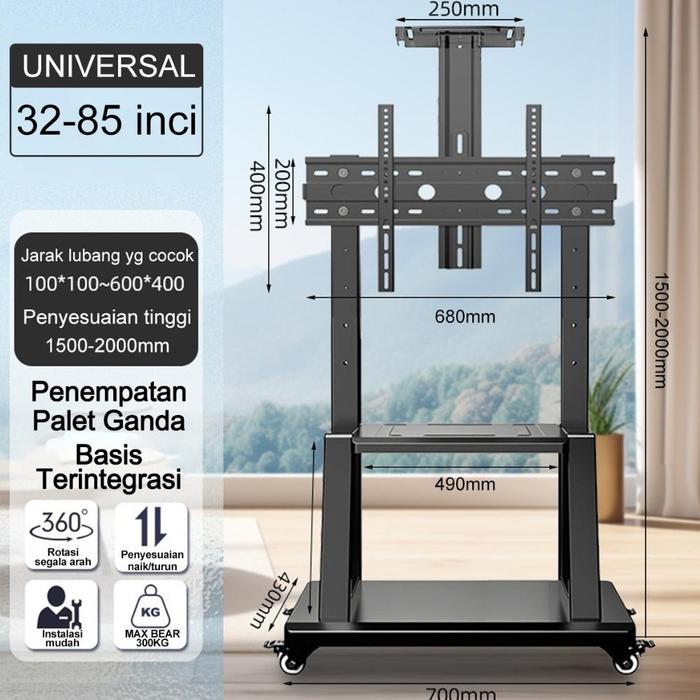 Gambar NEW ADA Bracket Standing TV roda dorong LED TV 32- 85 Inci /Bracket standing roda LED TV - 32"-85" dari Genshin123 undefined Tokopedia