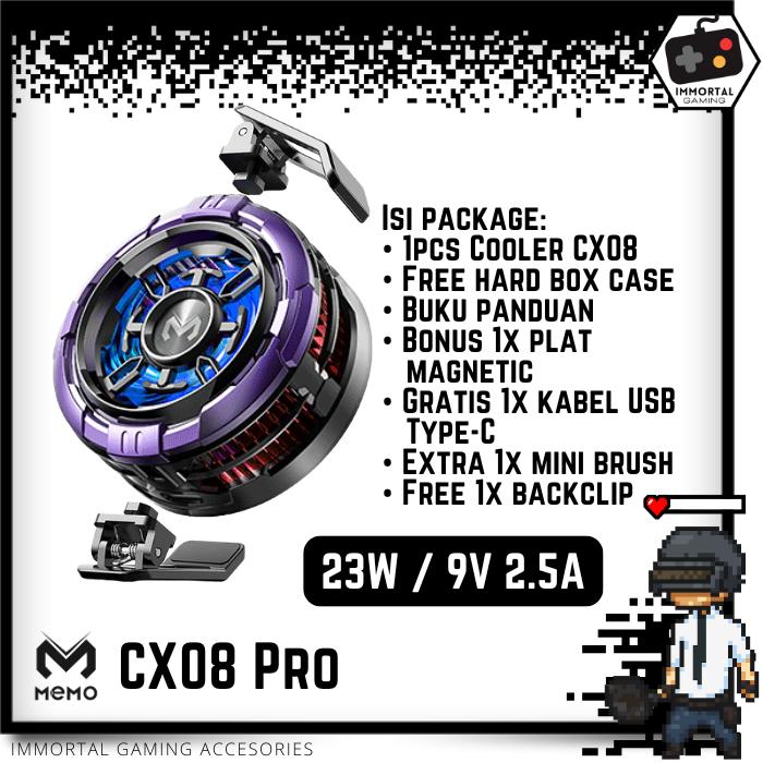 Gambar [IM] MEMO CX08 Hybrid Funcooler Magnetic Clip for HP Smartphone iPad Tablet Fan Cooler Kipas Pendingin Basic Pro Ai Wireless Charging Gaming cx-08 - Pro dari IMMORTAL GAMING Accesories undefined Tokopedia