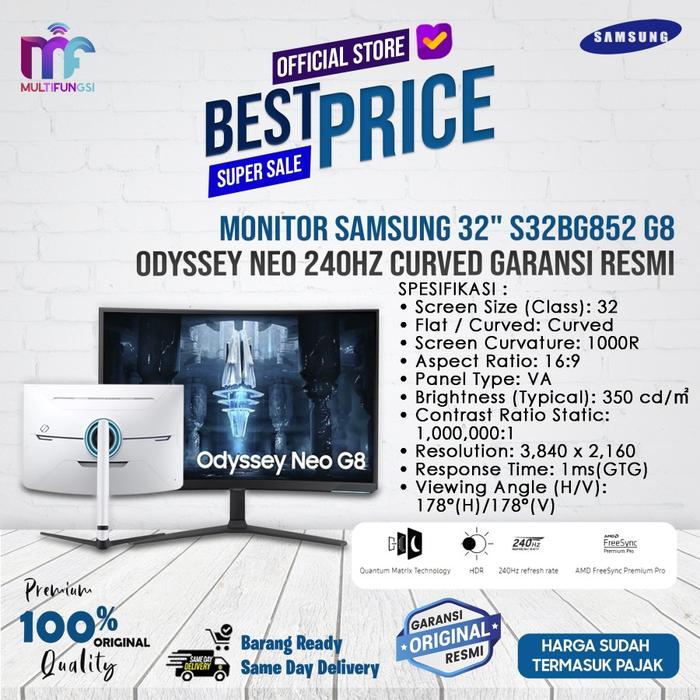 Gambar Monitor Samsung 32" S32BG852 G8 Odyssey Neo 240Hz Curved Garansi Resmi - S32BG852, TANPA KAYU dari Multifungsi Online Kota Administrasi Jakarta Pusat Tokopedia