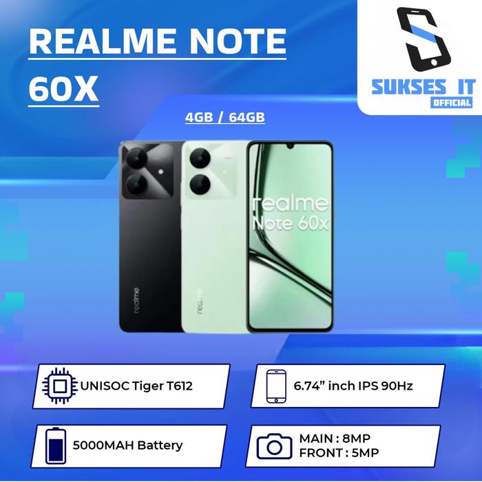 Gambar REALME NOTE 60X - 4GB/64GB GARANSI RESMI INDONESIA - NON BUNDLE, BLACK dari Sukses IT Official undefined Tokopedia