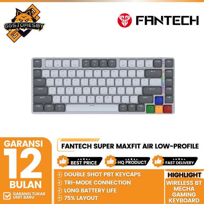 Gambar FANTECH SUPER MAXFIT AIR LOW-PROFILE WIRELESS BT Mecha Gaming Keyboard - MK915 GREY, RED dari GGSTORESBY undefined Tokopedia