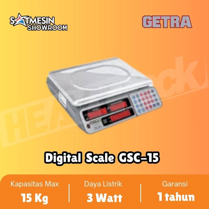 Gambar DIGITAL SCALE GSC-15 GETRA TIMBANGAN DIGITAL LAUNDRY BUAH 15 KG GSC15 dari Heavypack undefined Tokopedia