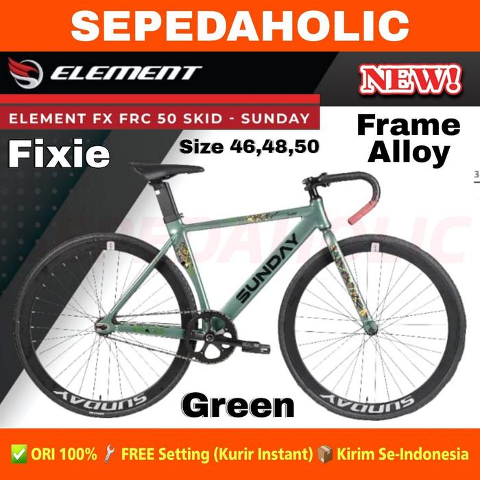 Gambar Sepeda Fixie ELEMENT FX FRC 50 SKID SUNDAY Ukuran 700C Doltrap Alloy Remaja Dewasa - Green, Size 46 dari Sepedaholic undefined Tokopedia