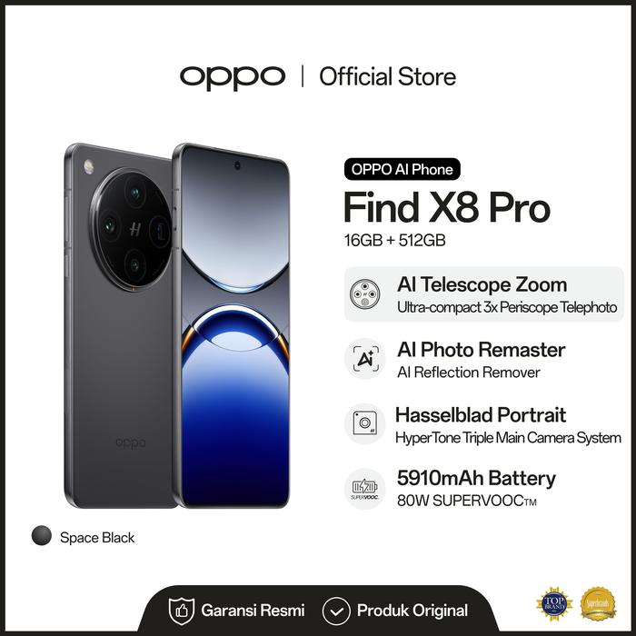 Gambar OPPO Find X8 Pro 16GB/512GB (Garansi Resmi) XYZ8732OP - Hitam dari OPPO Store Indonesia undefined Tokopedia