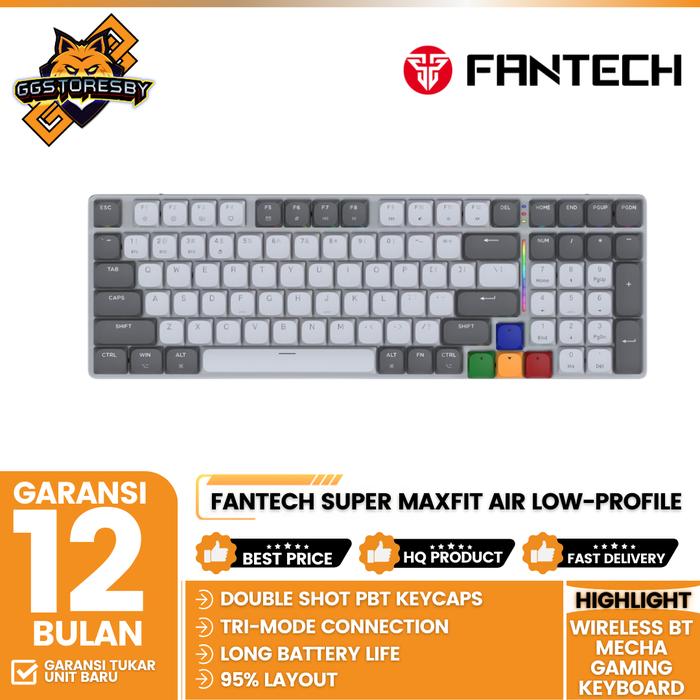 Gambar FANTECH SUPER MAXFIT AIR LOW-PROFILE WIRELESS BT Mecha Gaming Keyboard - MK916 GREY, BROWN dari GGSTORESBY undefined Tokopedia