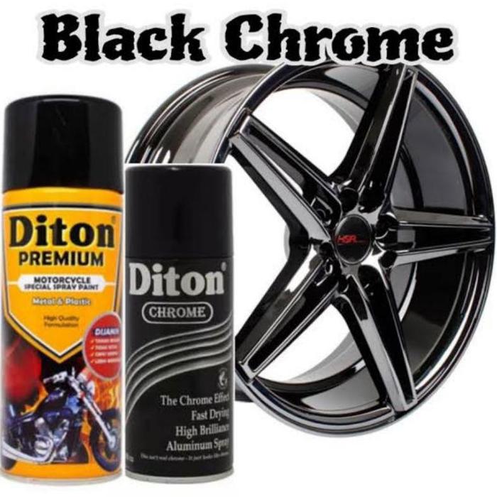 Gambar Terlariss !!! Pilok Black Chrome Paket Diton Premium Cat Semprot Sepeda Motor Mobil dari NAMBAH PAYU undefined Tokopedia