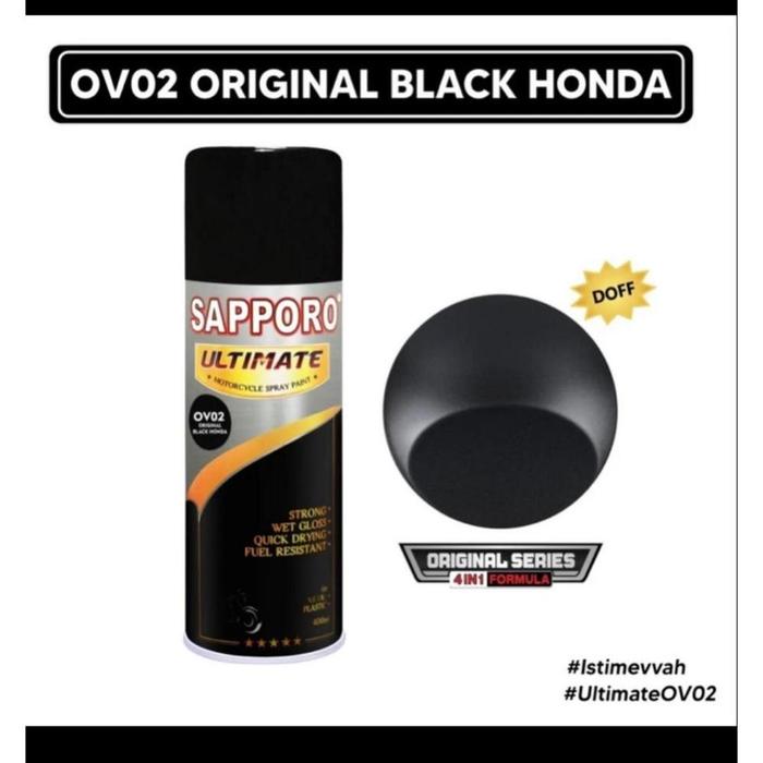 Gambar Terlariss !!! Sapporo Ultimate OV02 Original Black Honda / Original Series 4in1 / cat semprot terbaik / cat aerasol / pilok / pilox / cat sapporo / sapporo ultimate dari NAMBAH PAYU undefined Tokopedia