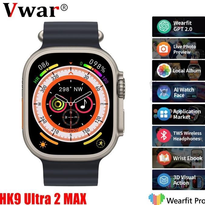 Gambar HK9 Ultra 2 Smartwatch AMOLED 2.12inch HK 9 Watch Pria Chat GPT AI - Ultra2Max Black, Paket Lengkap dari arbid undefined Tokopedia