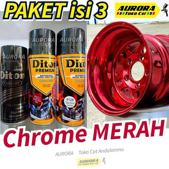 Gambar Terlariss !!! PAKET DITON PREMIUM RED CHROME MERAH KROM isi 3 | Mengkilap Efek Kaca Cat Semprot Sepeda Motor Mobil Chrom Crom spray pilok pilox stenlis dari NAMBAH PAYU undefined Tokopedia