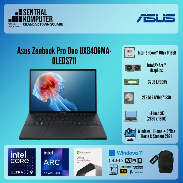 Laptop Dual-Screen ASUS Zenbook Pro Duo UX8406MA-OLEDS921 Intel Core Ultra  185H 32GB 2TB 14