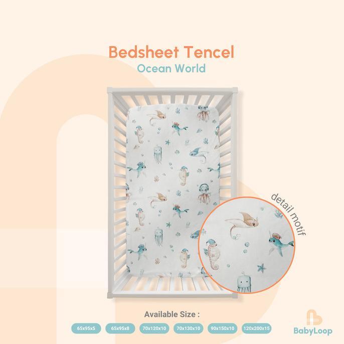 Gambar Sprei Tencel - Tencel Bedsheet Cute - Baby Loop #Gratisongkir - Ocean World, 65x95x5 dari Tool&#39;s Market undefined Tokopedia