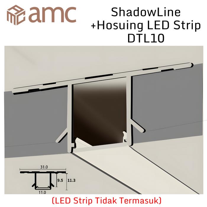 Gambar AMC DTL10 Shadow Line / Tali Air Gypsum / Shadowline 3 Meter Kap Aluminium LED Strip Profile Linear Minimalis 3Meter 3M - Putih dari amcindo undefined Tokopedia