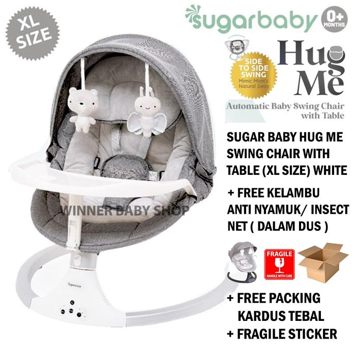 Jual Sugar Baby Hug Me Automatic Baby Swing Chair with Table WHITE