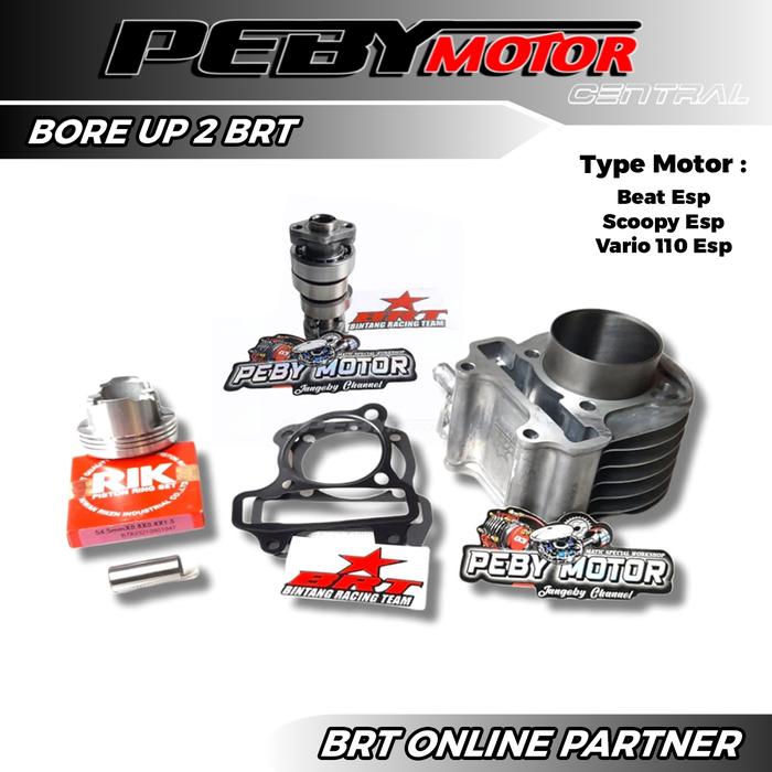 Gambar PAKET BORE UP BRT 2 BEAT SCOOPY VARIO 110 ESP BLOK PISTON CAST IRON - BEAT ESP, S4 dari Peby Motor Central undefined Tokopedia