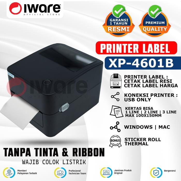 Gambar PRINTER BARCODE THERMAL / LABEL PRINTER XPRINTER XP-4601B BLUETOOTH A6 - USB dari Iware.id undefined Tokopedia