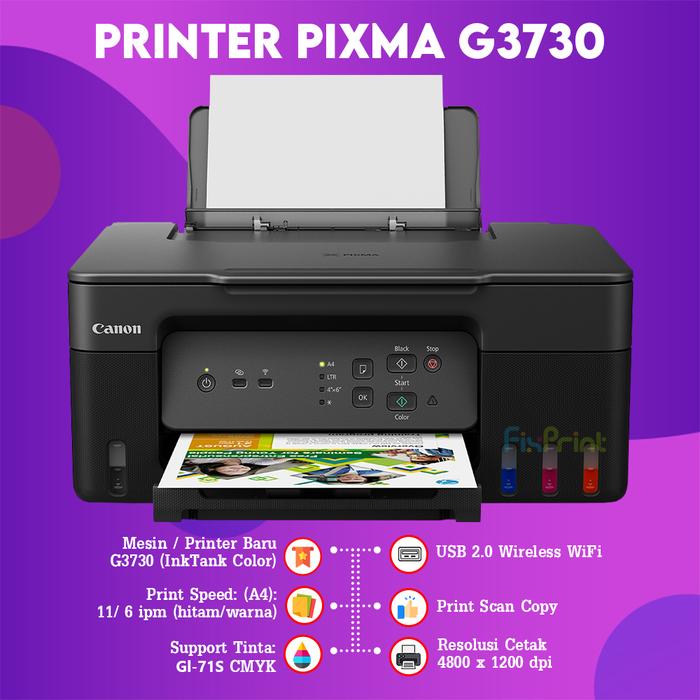 Gambar PRINTER CANON PIXMA G3730 Print Scan Copy Pixma G 3730 Ori - G3730 Black dari FixPrint Indonesia undefined Tokopedia