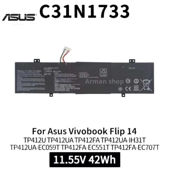 Gambar Baterai Asus VivoBook Flip 14 TP412 TP412U TP412UA TP412FA C31N1733 dari Armann shop undefined Tokopedia