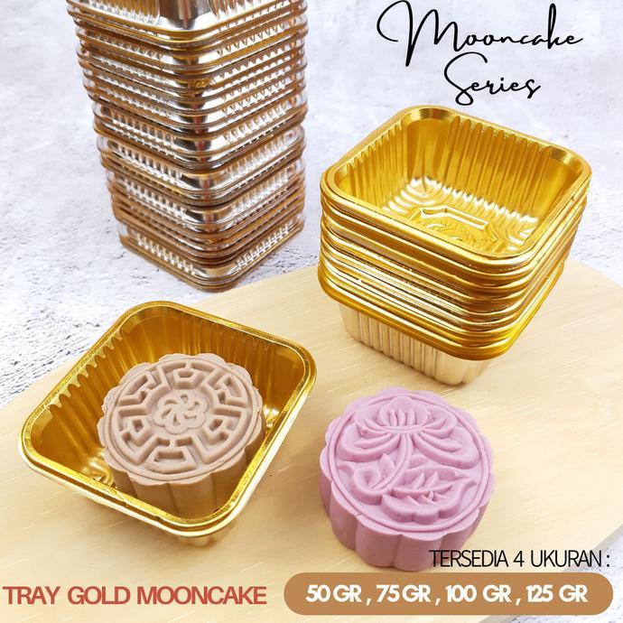 Gambar (100pcs) Mika Tray Gold Mini Puding Cake Mooncake / Tray Plastik Kue Bulan - M (75gr) dari arini4637 undefined Tokopedia