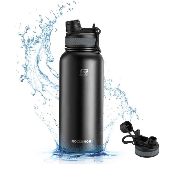 Gambar ROCKBROS 1000ml 32oz Black Thermal Water Bottle Sports Water Bottle Botol Air Minum Tumbler Olahraga Sepeda Gym Non Slip 304 Stainless Steel Cold Hot Thermos Cup Cycling Hiking Insulated Straw Sports Cup Flask Hiking Cycling Bike Travel | 35210019003 dari Anavrin.id undefined Tokopedia