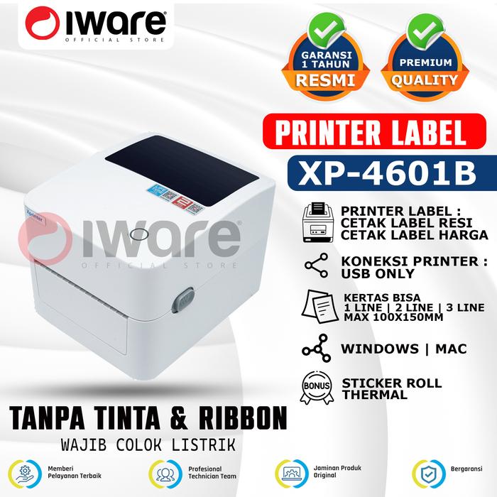 Gambar PRINTER BARCODE THERMAL LABEL PRINTER XPRINTER XP-4601B USB BLUETOOTH - USB ONLY dari Iware.id undefined Tokopedia