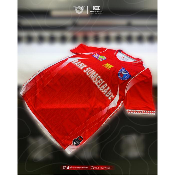 Gambar JERSEY VOLI tanding replika | BANK sumsel BABEL | ORIGINAL Bharata sportwear - Merah, S dari Bharata Sportwear undefined Tokopedia