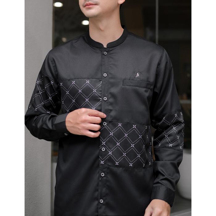 Gambar BAJU KOKO PRIA MUSLIM KEMKO AKHI LENGAN PANJANG FULL COTTON PREMIUM - Hitam, XL dari ammadiz shop undefined Tokopedia