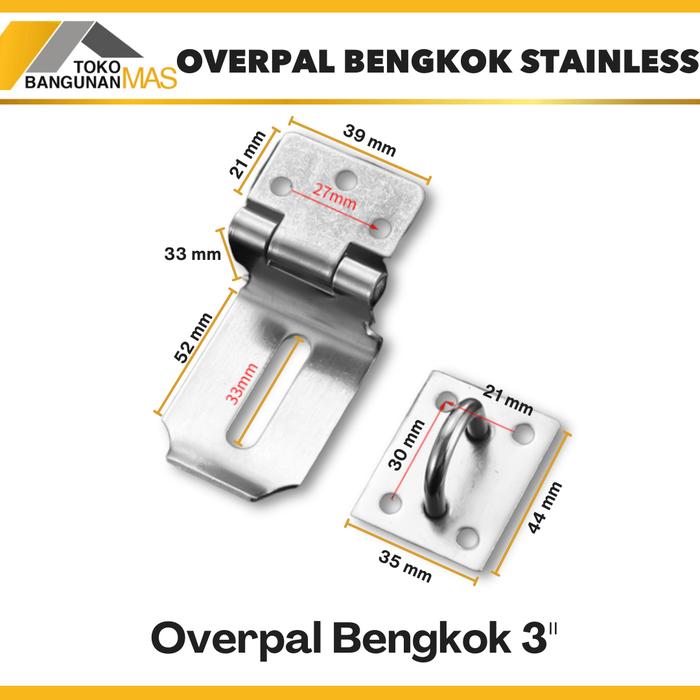 Gambar Overpal Siku Bengkok Stainless SUS-304 Overpal Cantolan Gembok Stainless Steel SUS-304 - 3 Inch dari Toko Bangunan Mas undefined Tokopedia