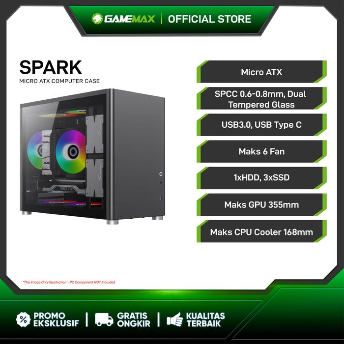 Tokopedia Computer Case Promo GameMax Spark M-ATX Desktop Gaming Computer Case - Hitam Cicil 0% ...