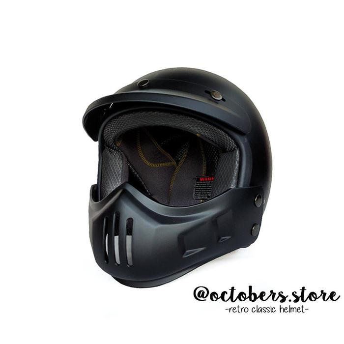 Gambar HELM CAKIL MODULAR (HALF FACE / FULL FACE) - HELM RETRO - HELM BOGO - Hitam doff, M : 57-58 cm dari ALSHOP152 undefined Tokopedia