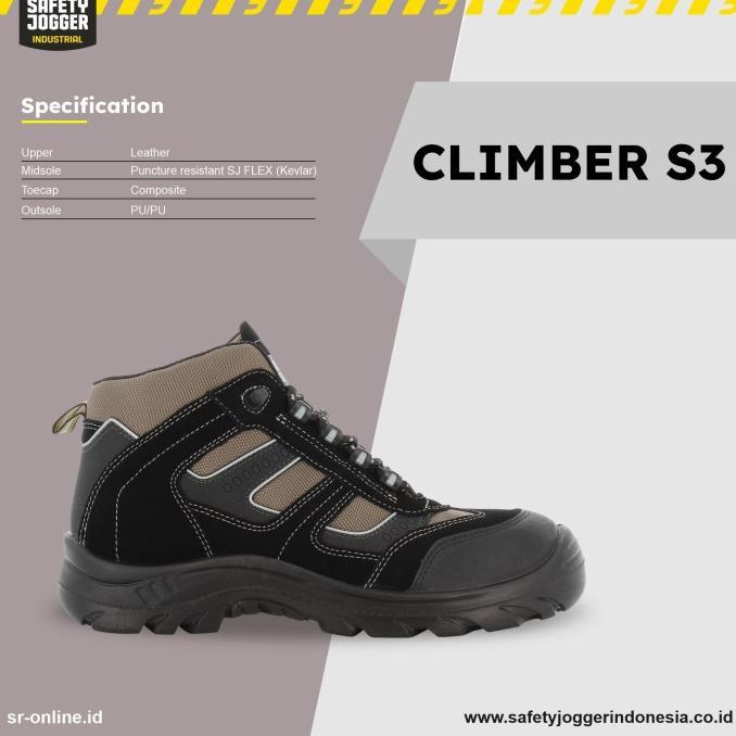 Gambar Sepatu Safety Jogger Climber S3 SRC Metal Free - Hitam, 38 dari warung ecin undefined Tokopedia