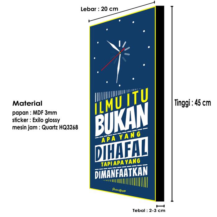 Gambar Jam Dinding Quote Motivasi Universal Picbox MDF 45x20x3 cm - Ilmu Dihafal dari Dilonk Clan undefined Tokopedia