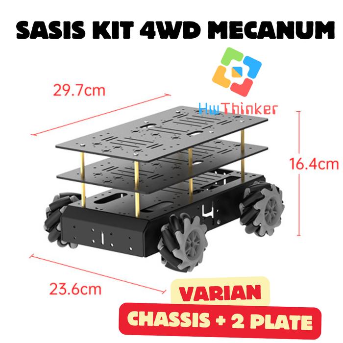 Jual Sasis Kit 4WD 80mm Mecanum Wheel Smart Car Chassis Omnidirectional ...