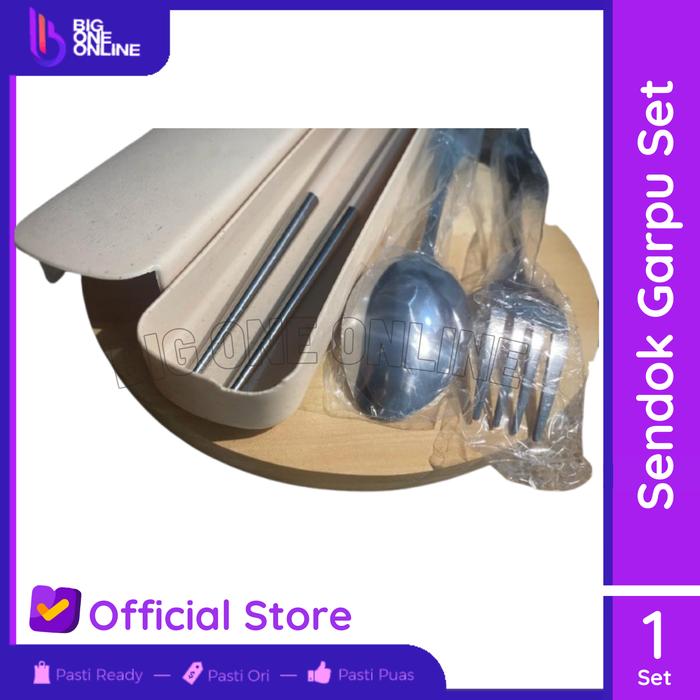 Gambar Alat Makan Set Korea Stainless Steel, Sedotan, Sumpit, Sendok, Garpu - Defect Cream dari Big One Online undefined Tokopedia