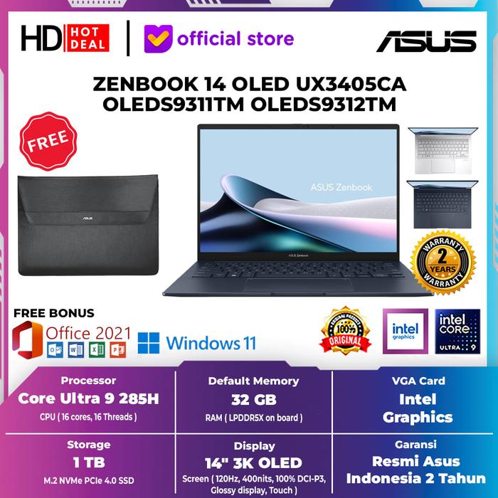 Gambar ASUS ZENBOOK 14 OLED UX3405CA OLEDS9311TM OLEDS9312TM INTEL - NON BUNDLE, PONDER BLUE dari HotdealComp Surabaya undefined Tokopedia