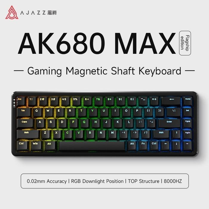 Gambar Ajazz AK680 Max / AK-680Max / AK680Max / AK680 MAX HE / AK680 MAX HE SP / AK-680 MAX HE Hall Effect Rapid Trigger Gaming Keyboard - Max Black RGB dari Starcomp Solo undefined Tokopedia